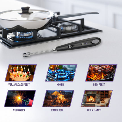 Plasma Aansteker - Elektrische USB-C Aansteker - Windproof BBQ & Kaarsen - Flexibel Zwart - USB Oplaadbaar - 24cm Lang