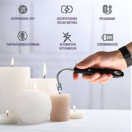 Plasma Aansteker - Elektrische USB-C Aansteker - Windproof BBQ & Kaarsen - Flexibel Zwart - USB Oplaadbaar - 24cm Lang