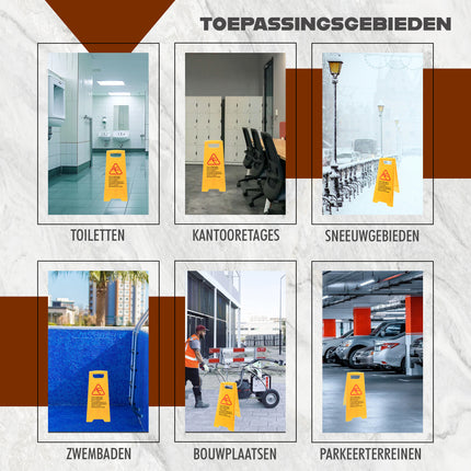 Waarschuwingsbord Natte Vloer - Geel Veiligheidsbord Gladde Vloer | Inklapbaar Dubbelzijdig in 7 Talen