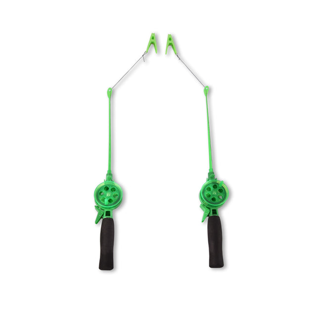 Set van 2 | Vishengels | voor Krabbetjes | groen | Transportlengte - 40 cm | Hengel | Visuitrusting | Vissen | Hengelsport | Hengelset | lengte - 36 cm