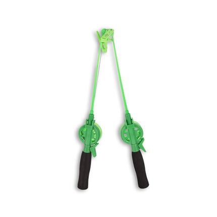 Set van 2 | Vishengels | voor Krabbetjes | groen | Transportlengte - 40 cm | Hengel | Visuitrusting | Vissen | Hengelsport | Hengelset | lengte - 36 cm