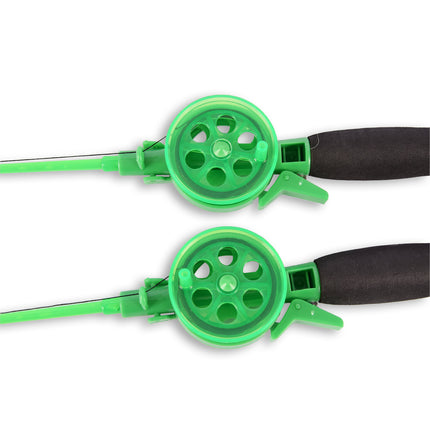 Set van 2 | Vishengels | voor Krabbetjes | groen | Transportlengte - 40 cm | Hengel | Visuitrusting | Vissen | Hengelsport | Hengelset | lengte - 36 cm