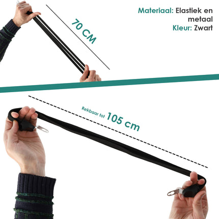 Verstelbare Snelbinders met Haak - Elastische Bagagebinder Fiets en Motorfiets | Zwarte Spinbinder 70cm/26-28 Inch met Metalen Haken