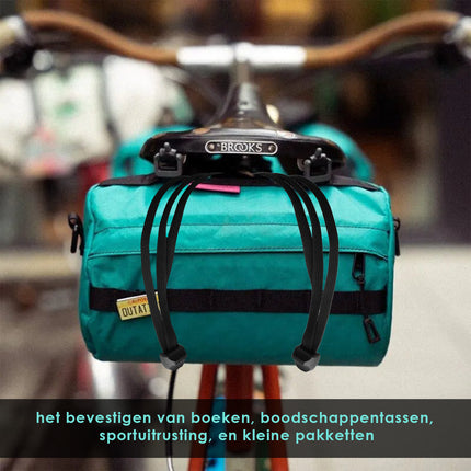 Snelbinders Fiets - Set van 2 Elastische Bagagebinders met Haak | 70cm (26-28 inch) Verstelbare Zwarte Spanbanden voor Bagagedrager