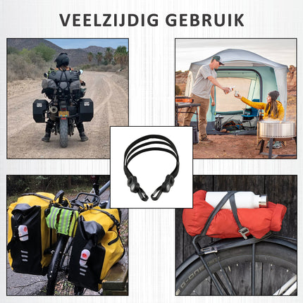 Snelbinder spinbinder Fiets: Robuuste Bagagespin voor 26 en 28 inch Wielen met 3 Elastieken, Handige Hak en Elegant Zwart Design