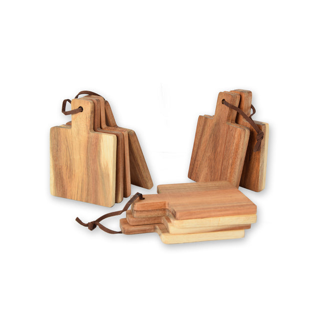 Houten Plankjes Set – 12 stuks - Serveerplankjes voor Tapas en Kaas - Licht Bruine Snijplankjes - 14cm x 10cm x 1.5cm