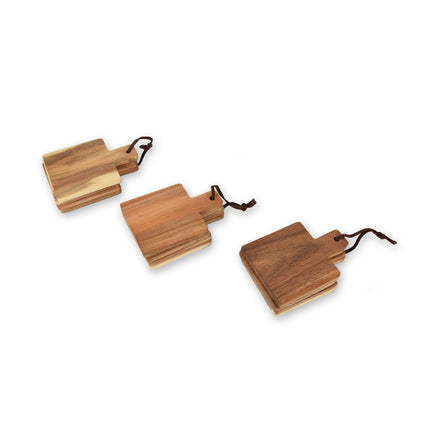 Houten Plankjes Set – 12 stuks - Serveerplankjes voor Tapas en Kaas - Licht Bruine Snijplankjes - 14cm x 10cm x 1.5cm