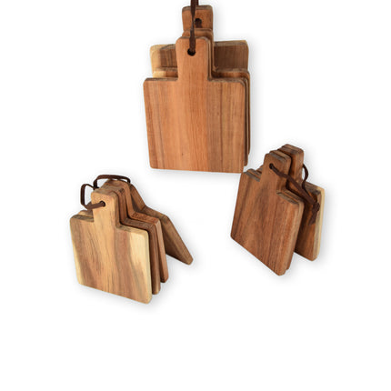 Houten Plankjes Set – 12 stuks - Serveerplankjes voor Tapas en Kaas - Licht Bruine Snijplankjes - 14cm x 10cm x 1.5cm