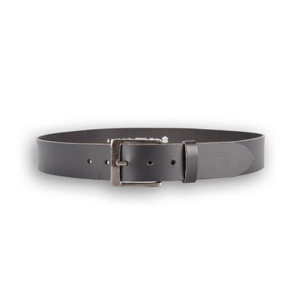 4East Unisex 100% Echt buffelleer Riem - zwarte  Broekriem - Maat 85 - Verstelbaar - 5 Gaten - Totale Lengte 101cm - Voor Dames en Heren