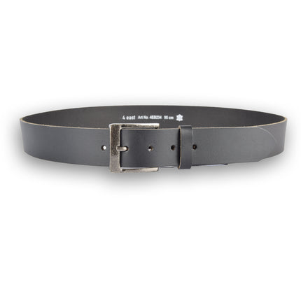 4East Unisex 100% Echt buffelleer Riem - zwarte  Broekriem - Maat 95 - Verstelbaar - 5 Gaten - Totale Lengte 101cm - Voor Dames en Heren - 4cm Breedte Broekriem