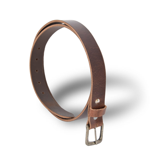 4East Unisex 100% Echt buffelleer  Riem - Bruin Broekriem - Maat 95 - Verstelbaar - 5 Gaten - Totale Lengte 111cm - Voor Dames en Heren
