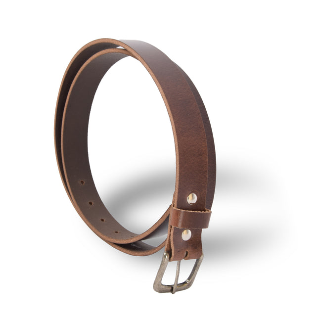 4East Unisex 100% Echt buffelleer Riem - Bruin Broekriem - Maat 105 - Verstelbaar - 5 Gaten - Totale Lengte 121cm - Voor Dames en Heren