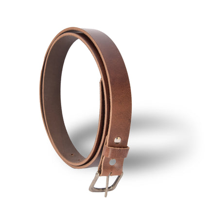 4East Unisex 100% Echt buffelleer Riem – bruin Broekriem - Maat 115 - Verstelbaar - 5 Gaten - Totale Lengte 131cm - Voor Dames en Heren