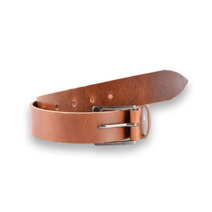 4East Unisex 100% Echt buffelleer Riem - tan  Broekriem - Maat 85 - Verstelbaar - 5 Gaten - Totale Lengte 101cm - Voor Dames en Heren - 4cm Breedte Broekriem