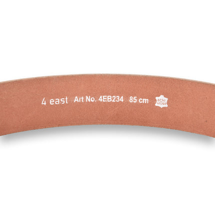 4East Unisex 100% Echt buffelleer Riem - tan  Broekriem - Maat 85 - Verstelbaar - 5 Gaten - Totale Lengte 101cm - Voor Dames en Heren - 4cm Breedte Broekriem