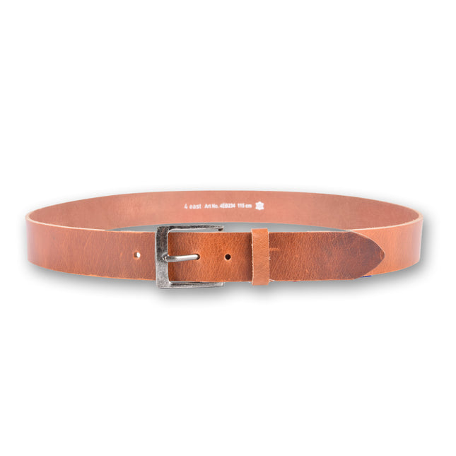 4East Unisex 100% buffel leer Riem - Tan  Broekriem - Maat 115 - Verstelbaar - 5 Gaten - Totale Lengte 131cm - Voor Dames en Heren - 4cm Breedte Broekriem