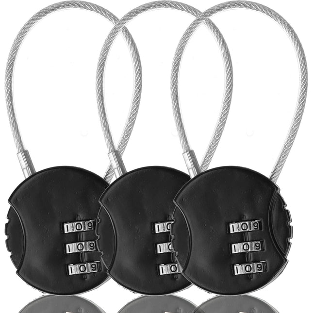 Hangslot met Cijfercode – Set van 3 Weerbestendige Cijfersloten voor Fiets, Bagage & Wintersport – Duurzaam Staal & Plastic – Veiligheid Binnen & Buiten – 9x3.8x1.2cm