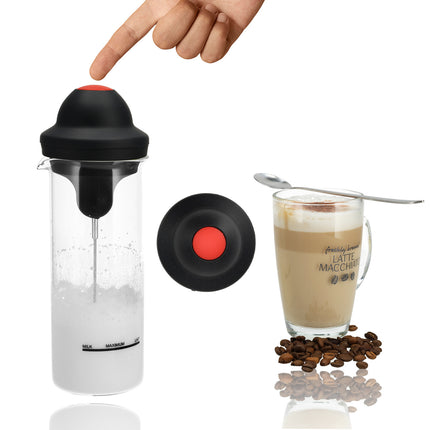 Elektrische Hand Melkopschuimer - RVS - Draadloze - BPA-Vrij - Hittebestendig Borosilicaatglas 450ml - Voor Perfecte Cappuccino’s en Latte’s Thuis