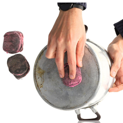 Grijs & Roze Schapenwol Zeepsponzen | 6.5cm x 5.5cm x 0.8cm | 12 Stuks | Eco Friendly Non-Scratch Duurzaam | Voor Keukengerei en Vaste Zeep
