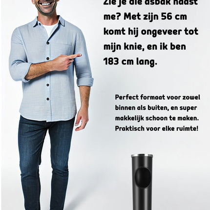 Staande Asbak voor Buiten | Zware Rookzuil | 55.5 cm x 14.5 cm | Dubbele Sigaretten Asbak | Ideaal voor Tuin, Terras & Kantoor