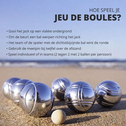 Jeu de Boules Set - 8 RVS Ballen + Jack + Meetpin - Inclusief Draagtas - Ideal voor Groepen, Recreanten & Beginners
