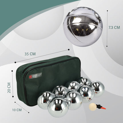 Jeu de Boules Set - 8 RVS Ballen + Jack + Meetpin - Inclusief Draagtas - Ideal voor Groepen, Recreanten & Beginners
