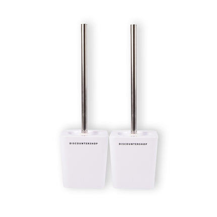 2 Stuks Luxe WC Borstel Set met Houder - Hoogwaardige Kunststof - Afmetingen: 40cm x 11.5cm x 11.5cm