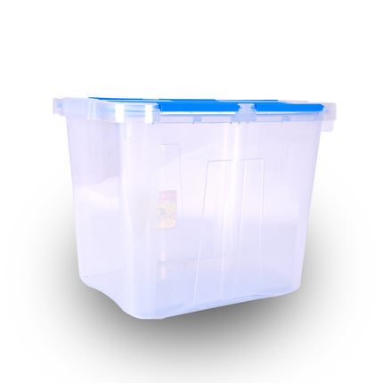 Opbergbox | 24 Liter | Blauw | Transparant | Waterdicht | Stapelbare opbergbox | Met Klapdeksel