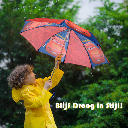 Donker Blauwe & Rode Paraplu | 55.5cm Lengte |  Metaal & Polyester | Niet Automatisch | 68cm Breed | Paraplu voor Kinderen vanaf 3 Jaar | Geschikt voor Jongens Meisjes 