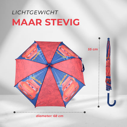 Donker Blauwe & Rode Paraplu | 55.5cm Lengte |  Metaal & Polyester | Niet Automatisch | 68cm Breed | Paraplu voor Kinderen vanaf 3 Jaar | Geschikt voor Jongens Meisjes 