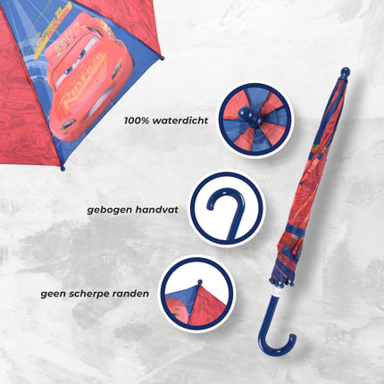 Donker Blauwe & Rode Paraplu | 55.5cm Lengte |  Metaal & Polyester | Niet Automatisch | 68cm Breed | Paraplu voor Kinderen vanaf 3 Jaar | Geschikt voor Jongens Meisjes 