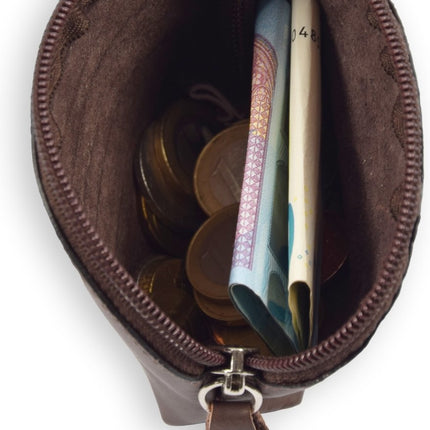Portemonnee biefgeld muntgeld en creditcard - pasjes - vakantie portemonnee - Compact portemonnee - Buffelleer portemonnee - Kleine portemonnee - Portemonnee - Ronde portemonnee