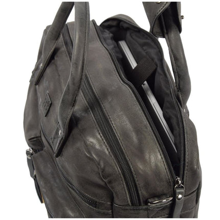 Handtas - Dames - Kunstleer - Zwart - Laptoptas Omhang Hand & Schoudertas Western Bag - Laptop 15.6 inch Zwart - Black - Hand & Schoudertas Western Bag School Werk Universiteit- Schoudertas dames