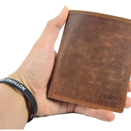 Heren Portemonnee – Leren Billfold Tan met RFID – Portemonnee voor 14 Pasjes & Contant Geld - Billfold Portemonnee 