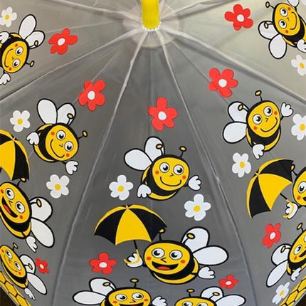 Kinderparaplu met Bijen print 96 cm paraplu - Disney Kinderparaplu 96 cm automatische paraplu met Transparant en Fluitje inbegrepen