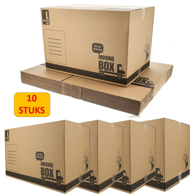 Verhuisdozen 95L - Set van 10 Verhuizen Doos Groot - 55 kg Draagkracht - 60x40x40 cm - Professioneel