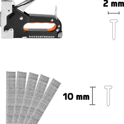 Handtacker Set | 1 stuks Krachtig Nietpistool met Nietjes | Robuuste Nietmachine | Oranje & Zwart | Compact Design - 15.5 cm x 2 cm x 13.5 cm