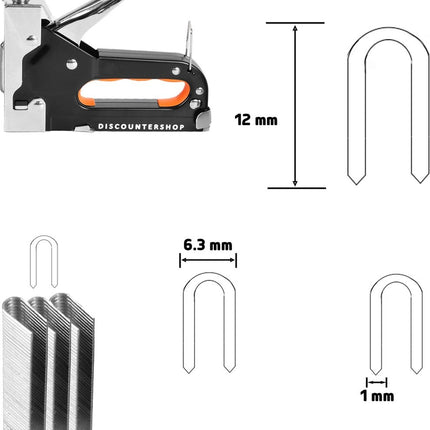 Handtacker Set | 1 stuks Krachtig Nietpistool met Nietjes | Robuuste Nietmachine | Oranje & Zwart | Compact Design - 15.5 cm x 2 cm x 13.5 cm
