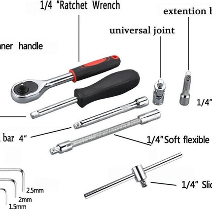 Auto & Huishoud Gereedschapset 46pcs - Monteur - Huishoudelijke - Gereedschapset