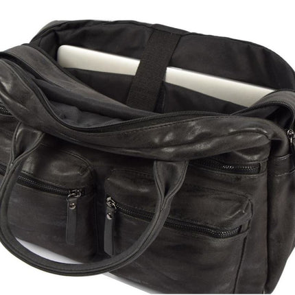 Handtas - Dames - Kunstleer - Zwart - Laptoptas Omhang Hand & Schoudertas Western Bag - Laptop 15.6 inch Zwart - Black - Hand & Schoudertas Western Bag School Werk Universiteit- Schoudertas dames