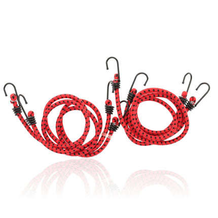 Snelbinders met Haak - Rood - 4 Stuks - 80cm Ø 10mm - 8 Haken - Bagagedrager Achter voor Fiets & Meer