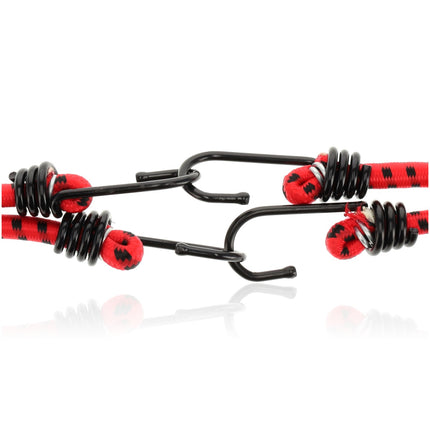 Snelbinders met Haak - Rood - 4 Stuks - 80cm Ø 10mm - 8 Haken - Bagagedrager Achter voor Fiets & Meer