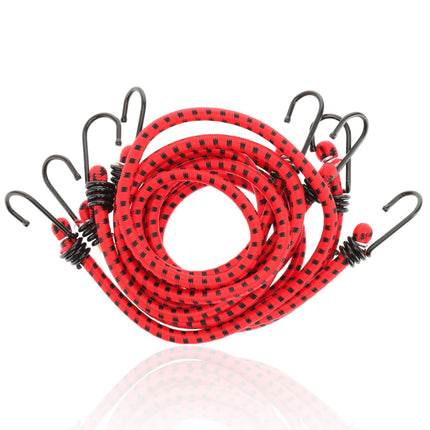 Snelbinders met Haak - Rood - 4 Stuks - 80cm Ø 10mm - 8 Haken - Bagagedrager Achter voor Fiets & Meer