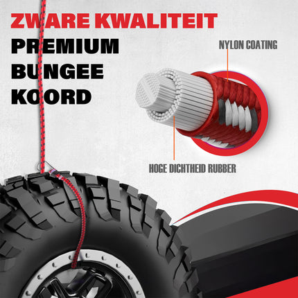 Snelbinders met Haak - Rood - 4 Stuks - 80cm Ø 10mm - 8 Haken - Bagagedrager Achter voor Fiets & Meer