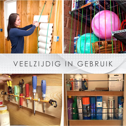 Snelbinders met Haak - Rood - 4 Stuks - 80cm Ø 10mm - 8 Haken - Bagagedrager Achter voor Fiets & Meer