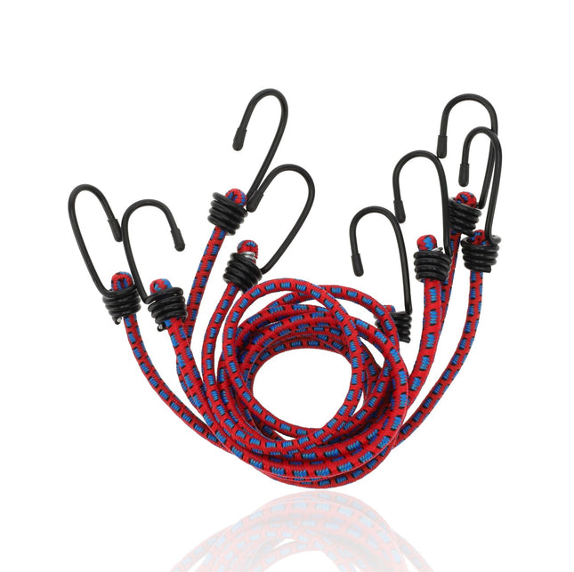 Spinbinder Fiets 4 Stuks (80cm Ø8mm) - - Elastische Bagagespanners met Haken - Rood Assorti Bagagebinders - 8-Armig
