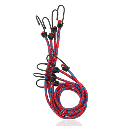 Spinbinder Fiets 4 Stuks (80cm Ø8mm) - - Elastische Bagagespanners met Haken - Rood Assorti Bagagebinders - 8-Armig