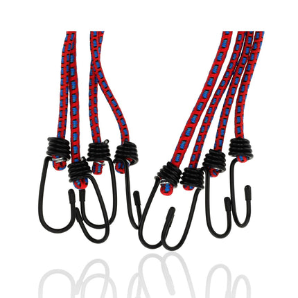 Spinbinder Fiets 4 Stuks (80cm Ø8mm) - - Elastische Bagagespanners met Haken - Rood Assorti Bagagebinders - 8-Armig