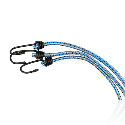 Snelbinders Fiets – 3 Stuks 80cm Ø8mm – Elastische Bagagespanners met Haken – Blauw Assorti – 6-Armige Bagagebinder voor Fiets & Bagagedrager