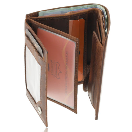 RFID Portemonnee Leer - Leren Portemonnee Heren - Billfold met Muntvak - 7 Pasjes - Cadeau voor Man, Papa, Opa